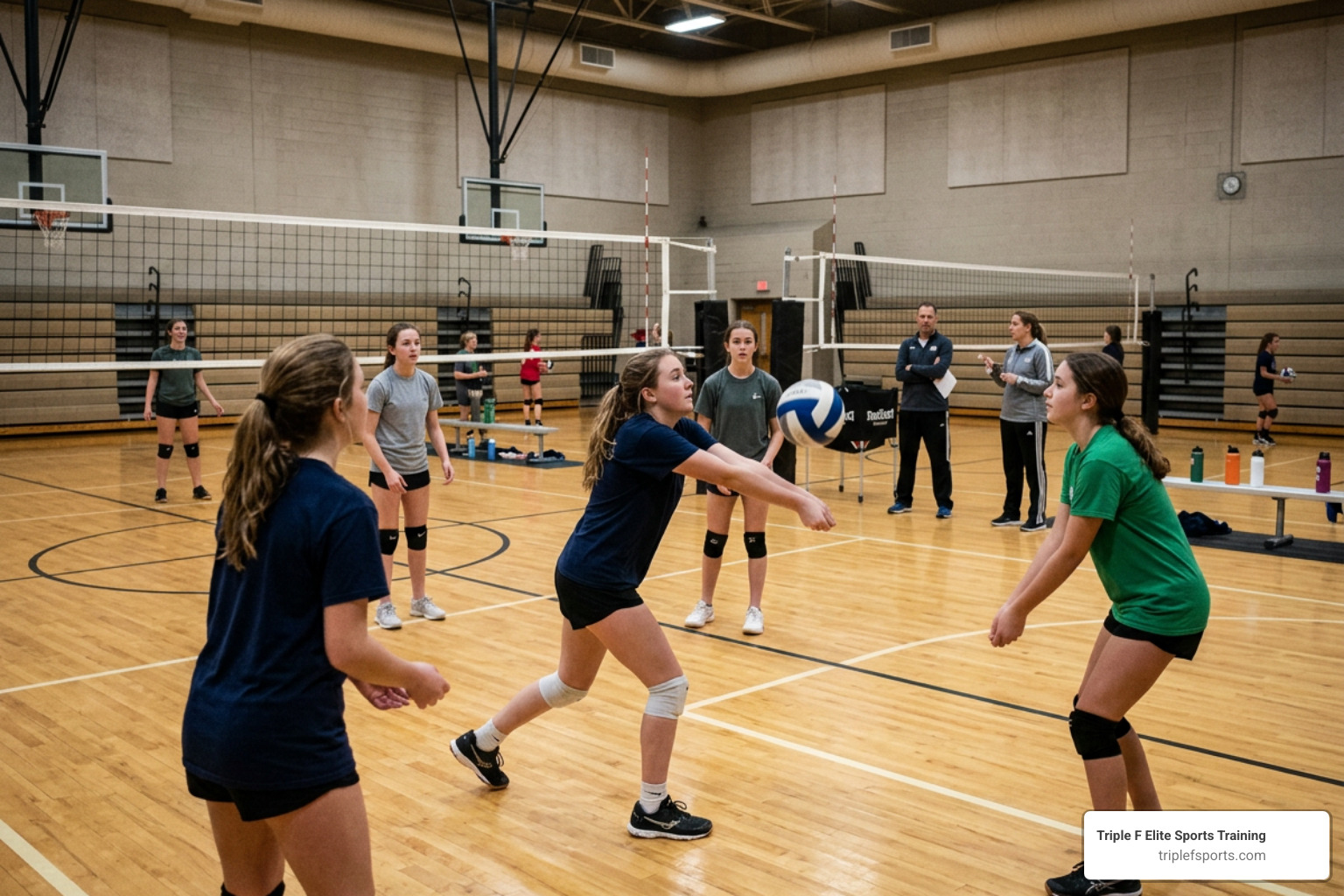 the-best-volleyball-clubs-for-beginners-image volleyball club youth players practicing indoors